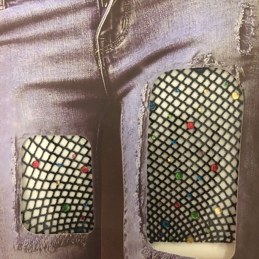 Black Fishnets with Multicolored Rhinestones - Picture 3 of 3